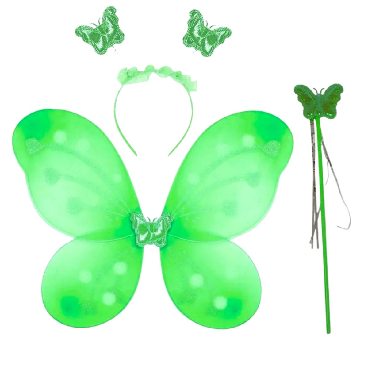 Kit Asa de Borboleta Acessórios Fantasia Carnaval Verde Kit Asa de Borboleta Acessórios Fantasia Carnaval Verde